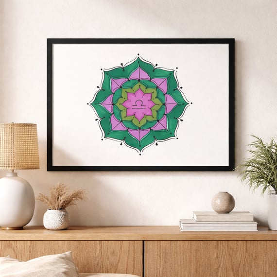 Pôster Mandala Signo de Libra - Paisagem