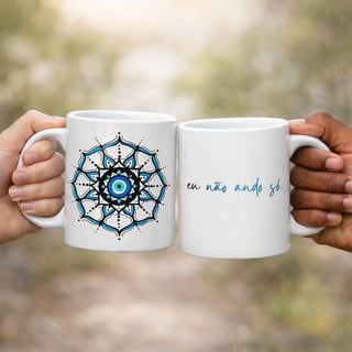 Caneca Mandala Olho Grego – Círculo de Harmonia – Eu não ando só