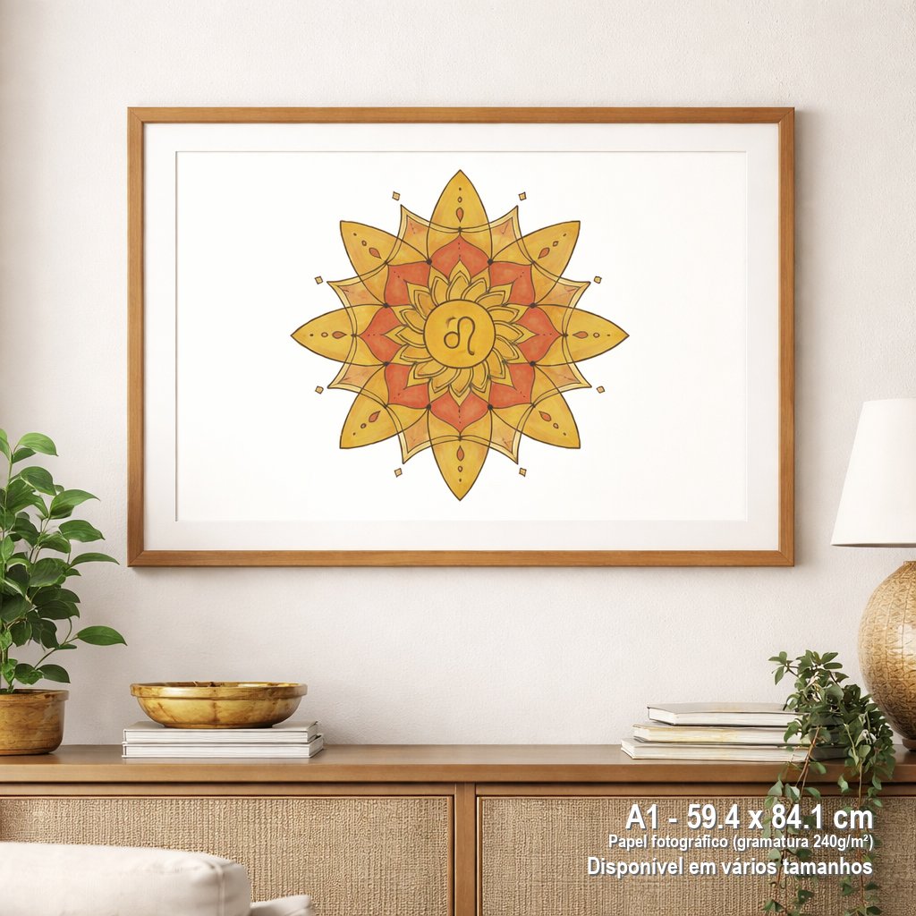 Nome do produto: Pôster Mandala Signo de Leão - Paisagem