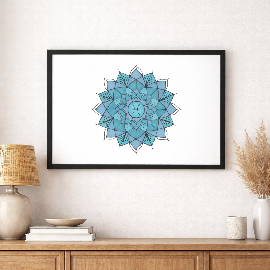 Nome do produto: Pôster Mandala Signo de Peixes - Paisagem