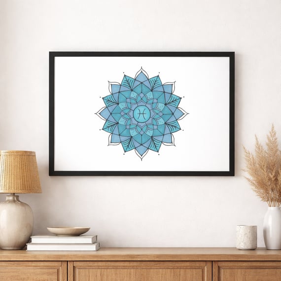 Pôster Mandala Signo de Peixes - Paisagem