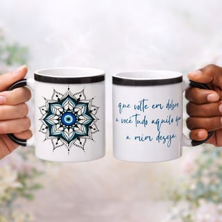 Nome do produto Caneca Mágica Mandala Olho Grego – Guardião Azul – Que volte em dobro a você tudo que a mim deseja