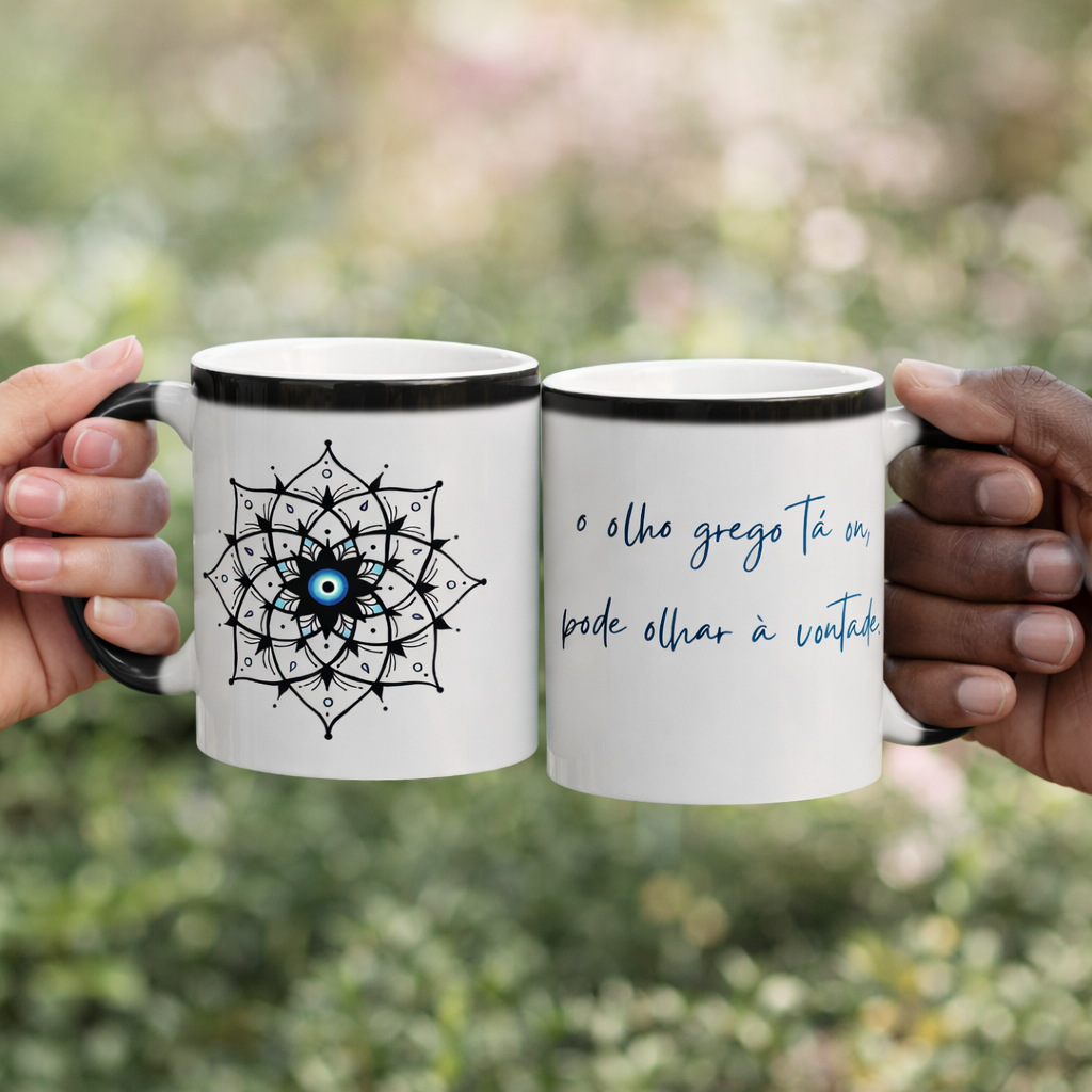 Nome do produto: Caneca Mágica Mandala Olho Grego – Xô, Inveja! – O olho grego tá on, pode olhar à vontade