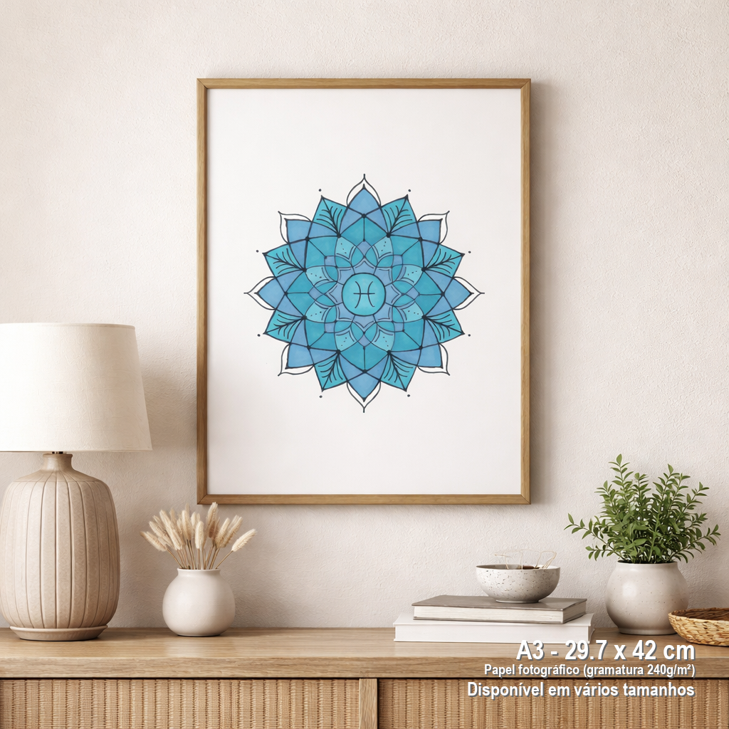 Pôster Mandala Signo de Peixes - Retrato