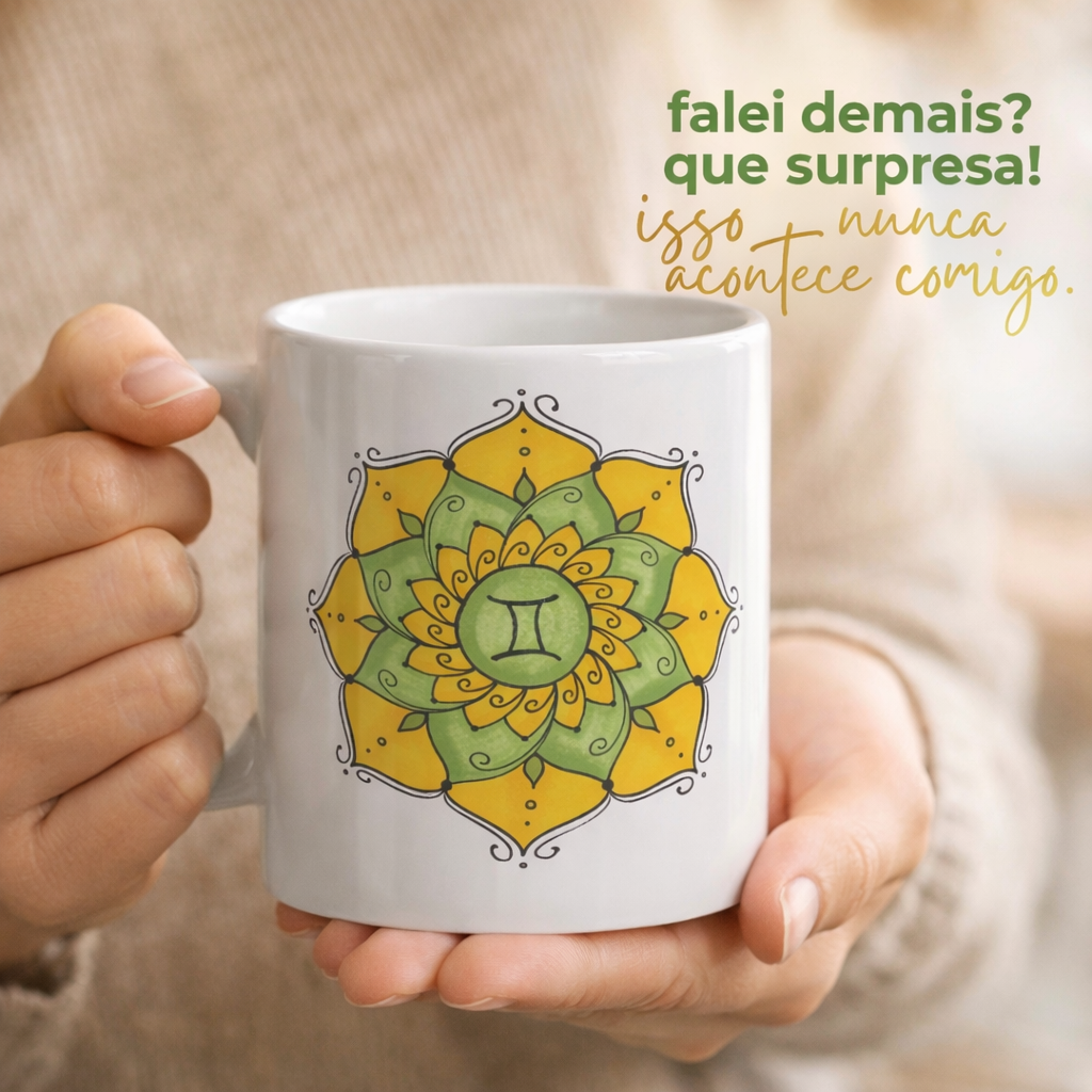 Nome do produto: Caneca Mandala Signo de Gêmeos - \