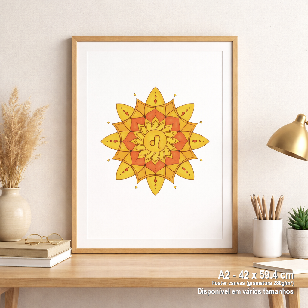 Nome do produto: Pôster Mandala Signo de Leão - Retrato