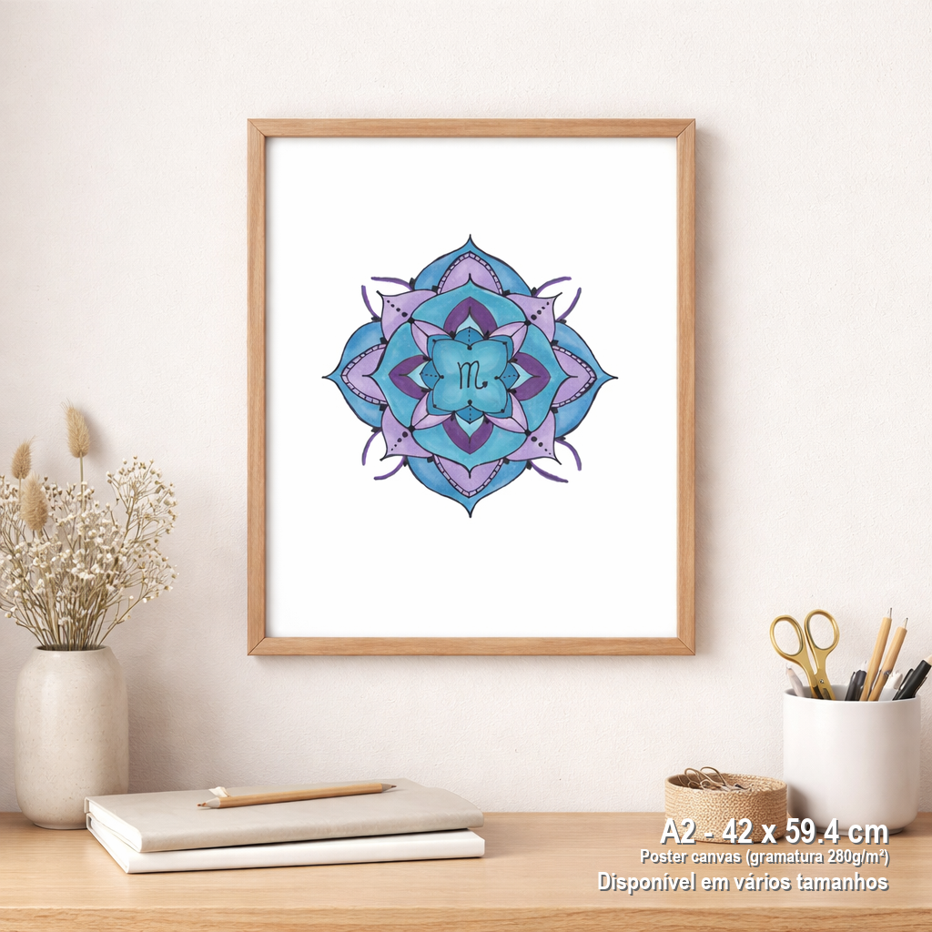 Nome do produto: Pôster Mandala Signo de Escorpião - Retrato