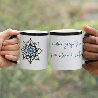 Nome do produto Caneca Mágica Mandala Olho Grego – Escudo da Intuição – O olho grego tá on, pode olhar à vontade