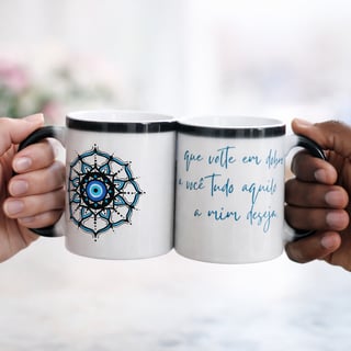 Nome do produto Caneca Mágica Mandala Olho Grego – Círculo de Harmonia – Que volte em dobro a você tudo que a mim deseja