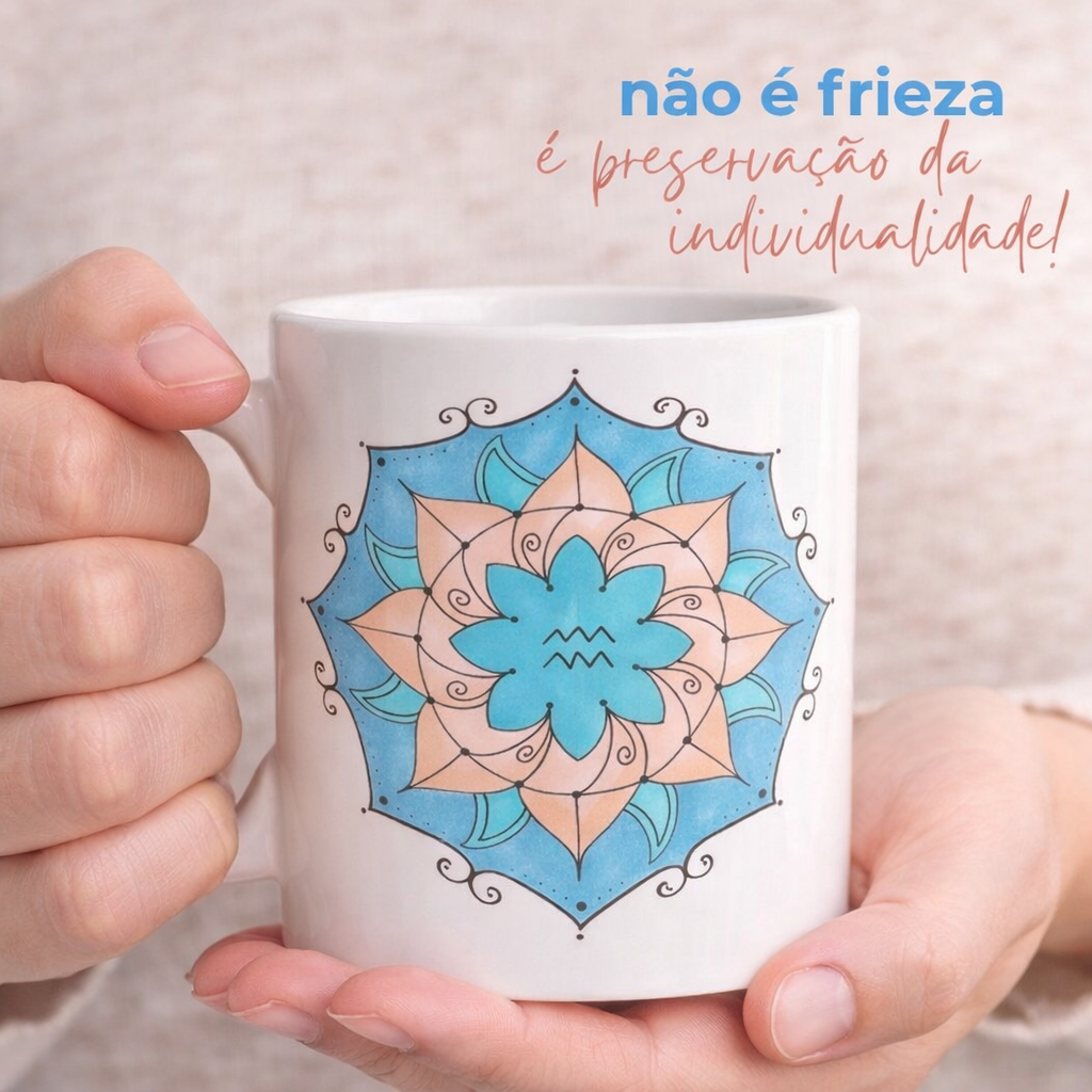 Nome do produto: Caneca Mandala Signo de Aquário - \