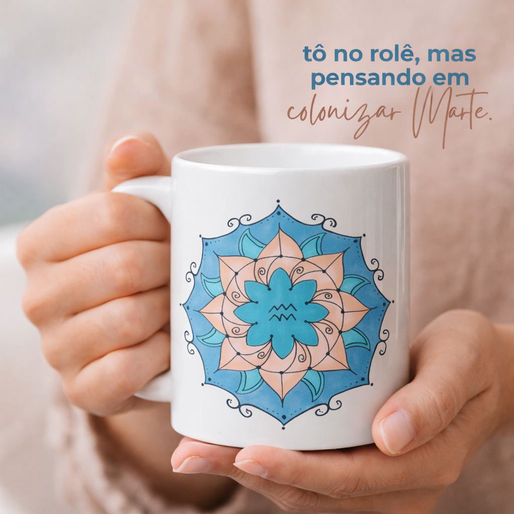 Nome do produto: Caneca Mandala Signo de Aquário - \