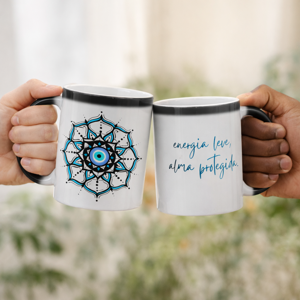 Caneca Mágica Mandala Olho Grego – Círculo de Harmonia – Energia leve, alma protegida