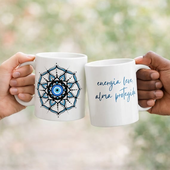 Caneca Mandala Olho Grego – Círculo de Harmonia – Energia leve, alma protegida