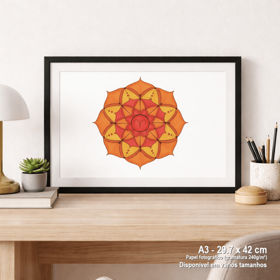 Pôster Mandala Signo de Áries - Paisagem