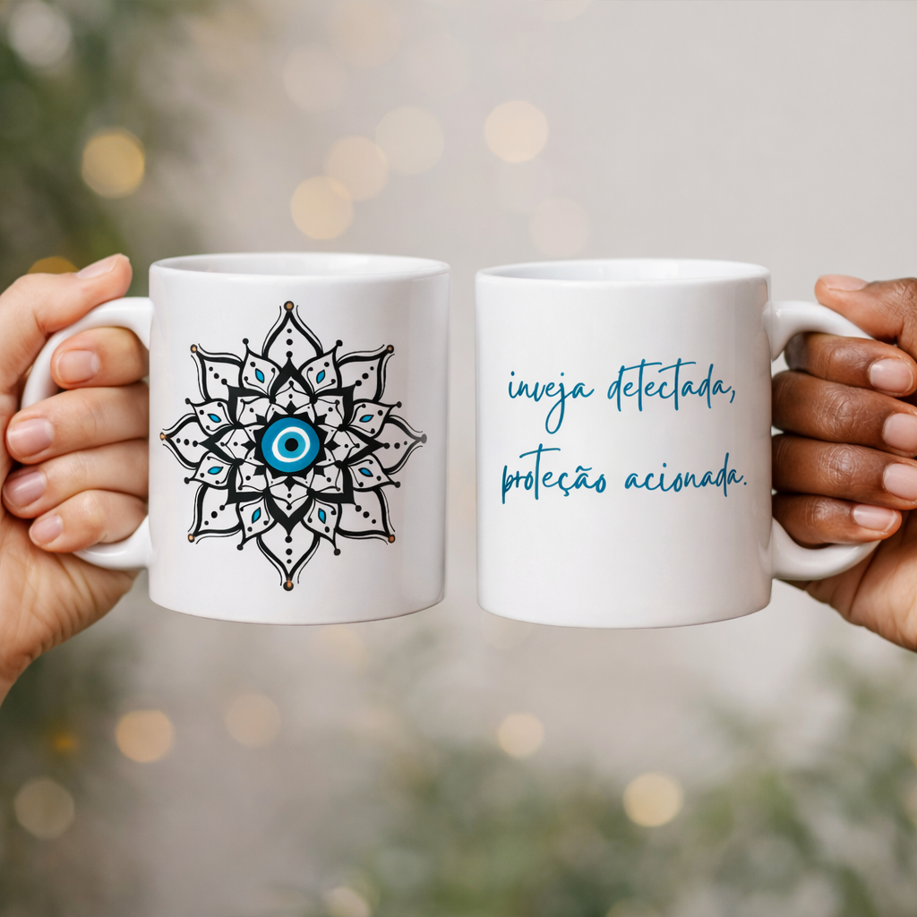 Nome do produto: Caneca Mandala Olho Grego – Escudo da Intuição – Inveja detectada, proteção acionada