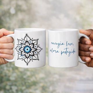 Caneca Mandala Olho Grego – Escudo da Intuição – Energia leve, alma protegida