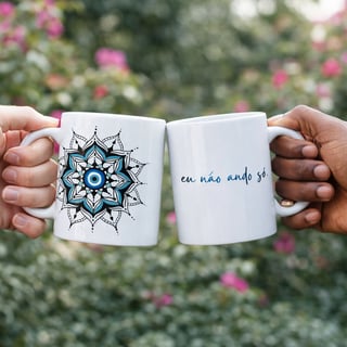 Caneca Mandala Olho Grego – Guardião Azul – Eu não ando só