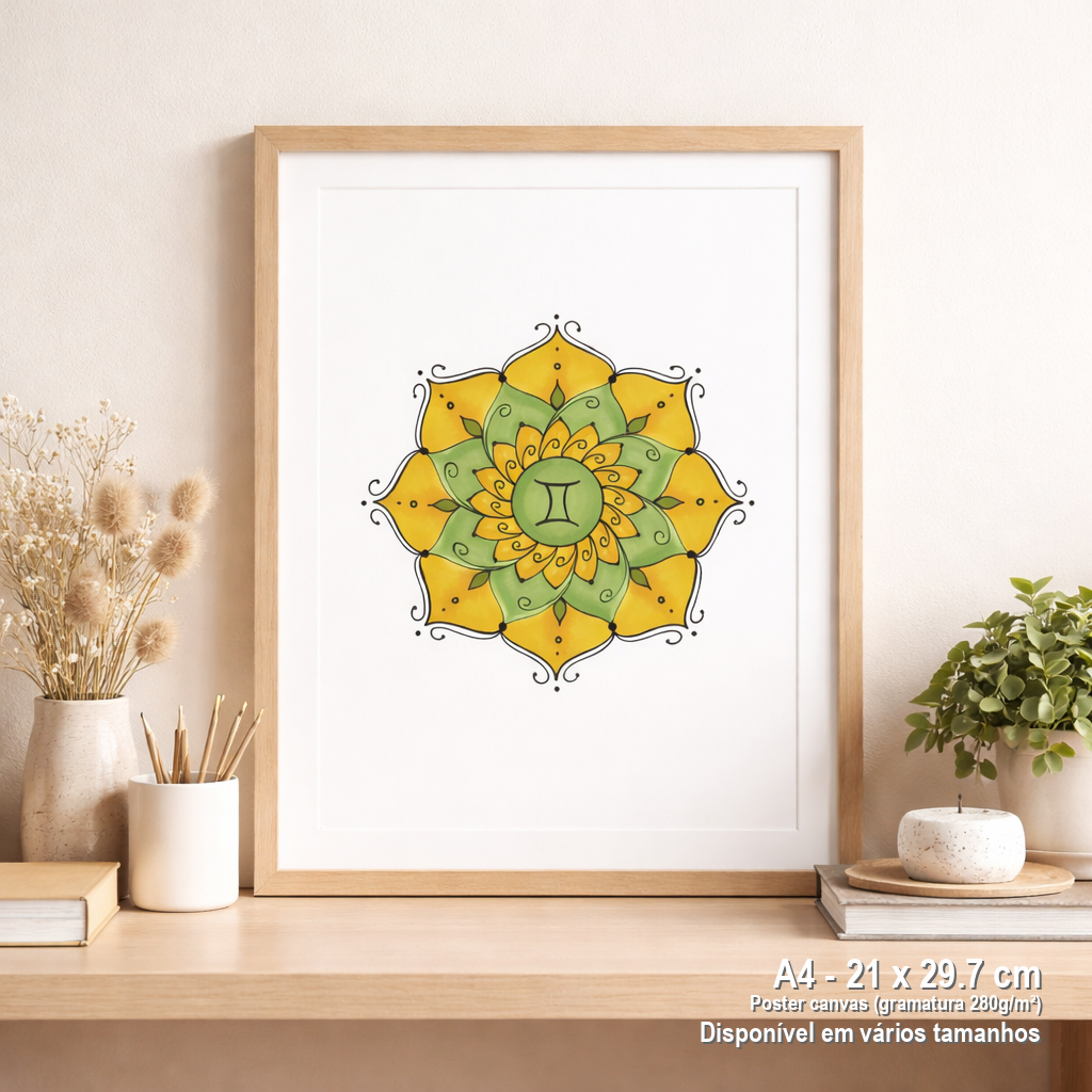 Pôster Mandala Signo de Gêmeos - Retrato