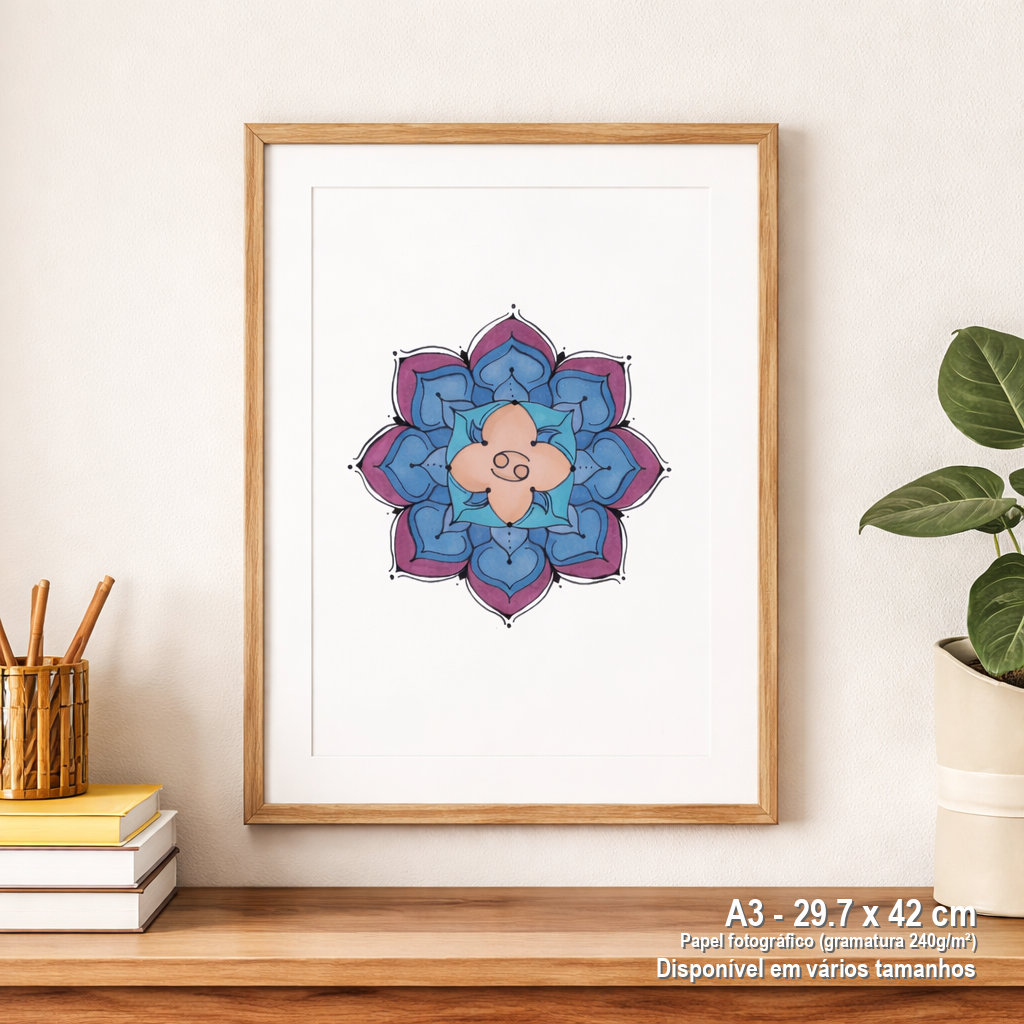 Nome do produto: Pôster Mandala Signo de Câncer - Retrato