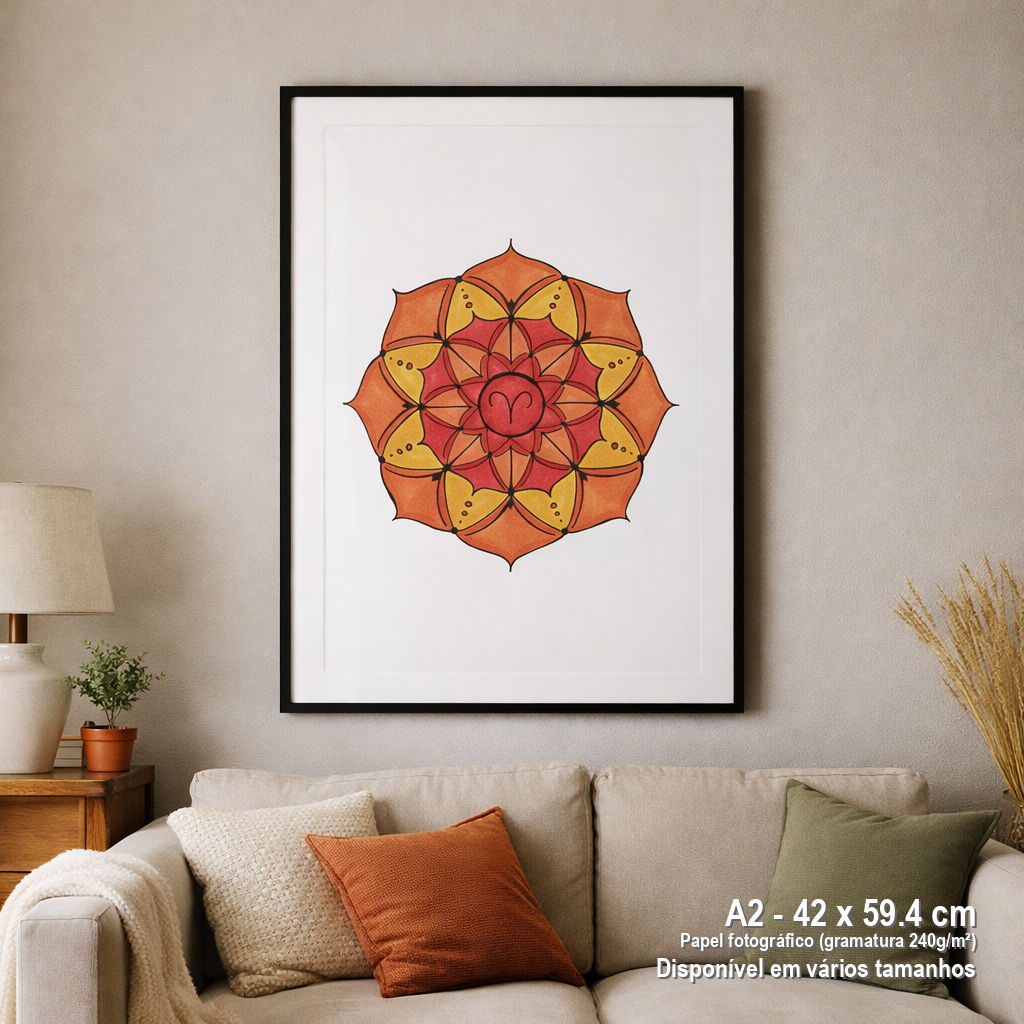 Nome do produto: Pôster Mandala Signo de Áries - Retrato