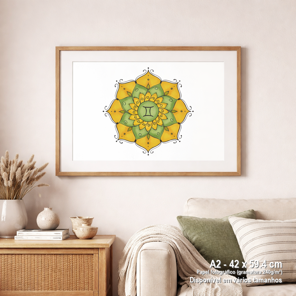 Nome do produto: Pôster Mandala Signo de Gêmeos - Paisagem