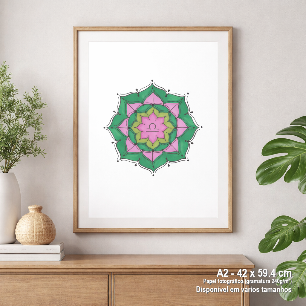 Nome do produto: Pôster Mandala Signo de Libra - Retrato