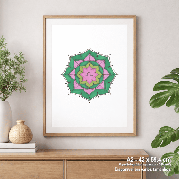 Pôster Mandala Signo de Libra - Retrato