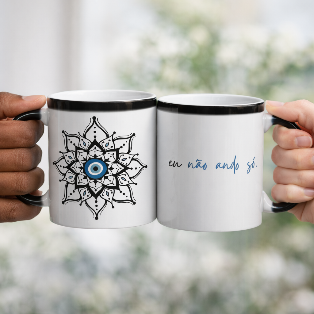 Nome do produto: Caneca Mágica Mandala Olho Grego – Escudo da Intuição – Eu não ando só