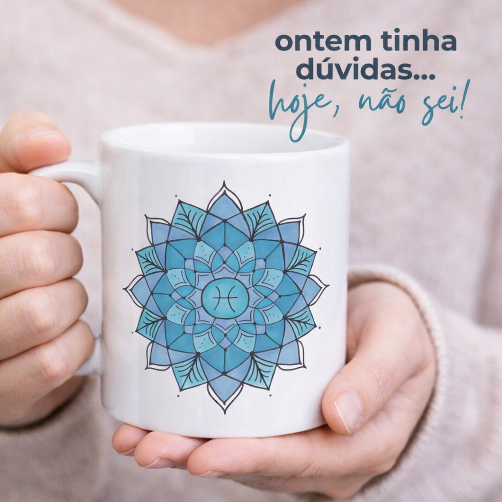 Nome do produto: Caneca Mandala Signo de Peixes - \