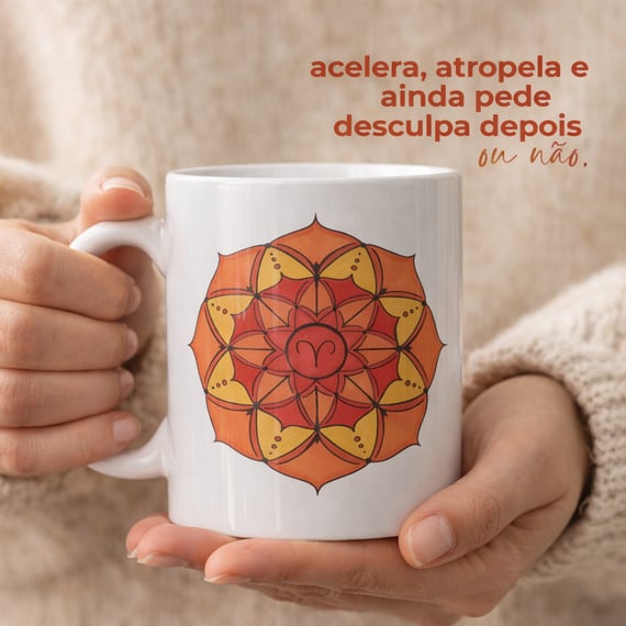 Caneca Mandala Signo de Áries - 