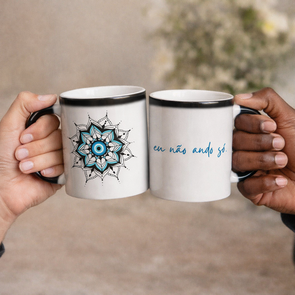 Caneca Mágica Mandala Olho Grego – Guardião Azul – Eu não ando só