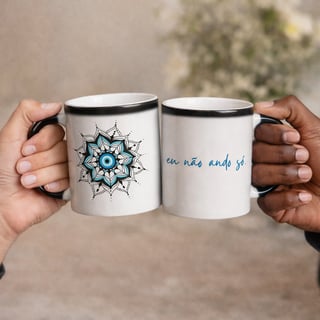 Nome do produto Caneca Mágica Mandala Olho Grego – Guardião Azul – Eu não ando só
