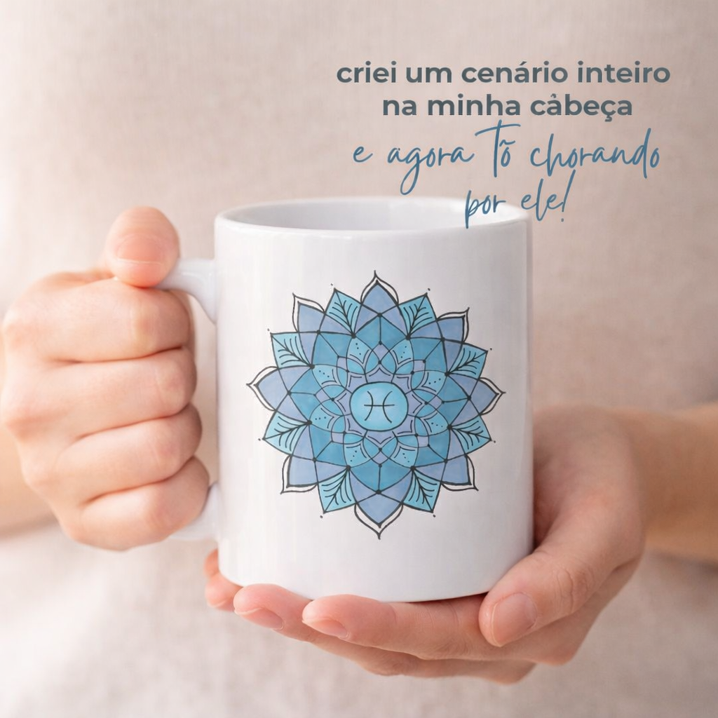 Nome do produto: Caneca Mandala Signo de Peixes - \