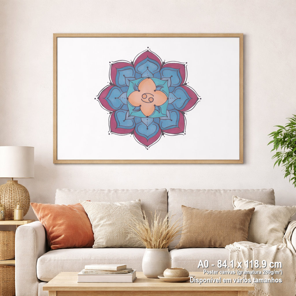 Nome do produto: Pôster Mandala Signo de Câncer - Paisagem