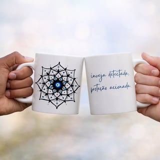 Nome do produto Caneca Mandala Olho Grego – Xô, Inveja! – Inveja detectada, proteção acionada