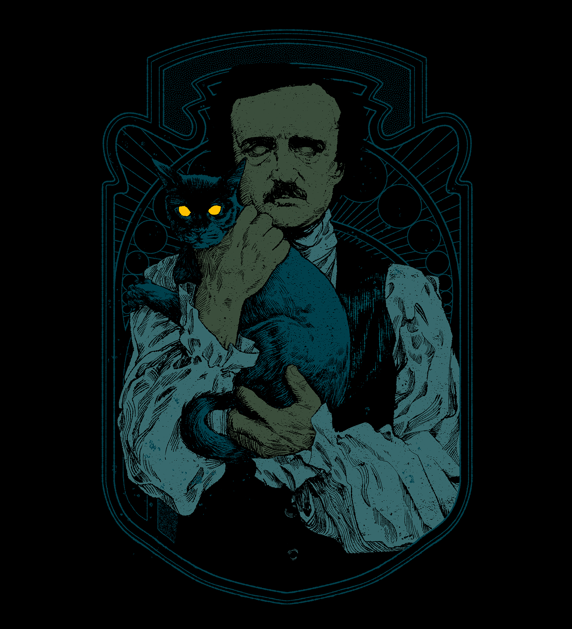 Poe and black cat