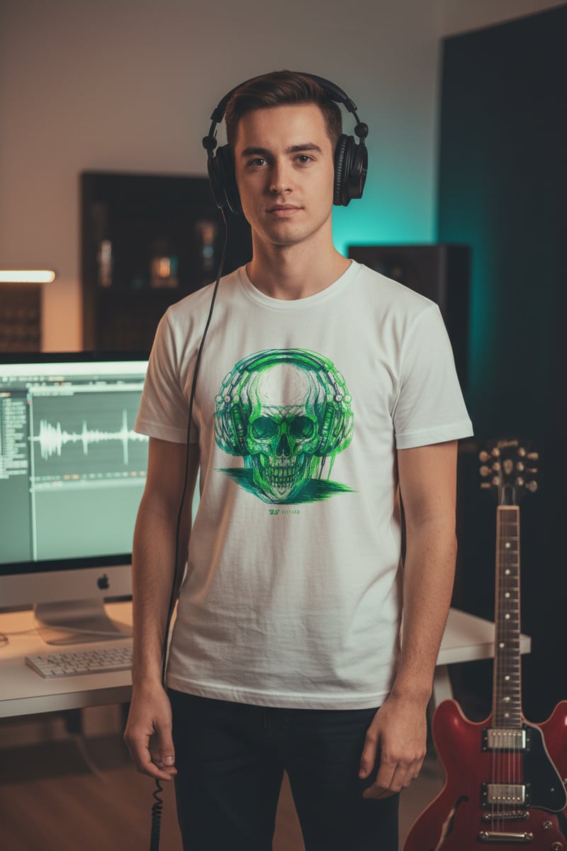 Nome do produto: Skull Headphone - T-Shirt Quality