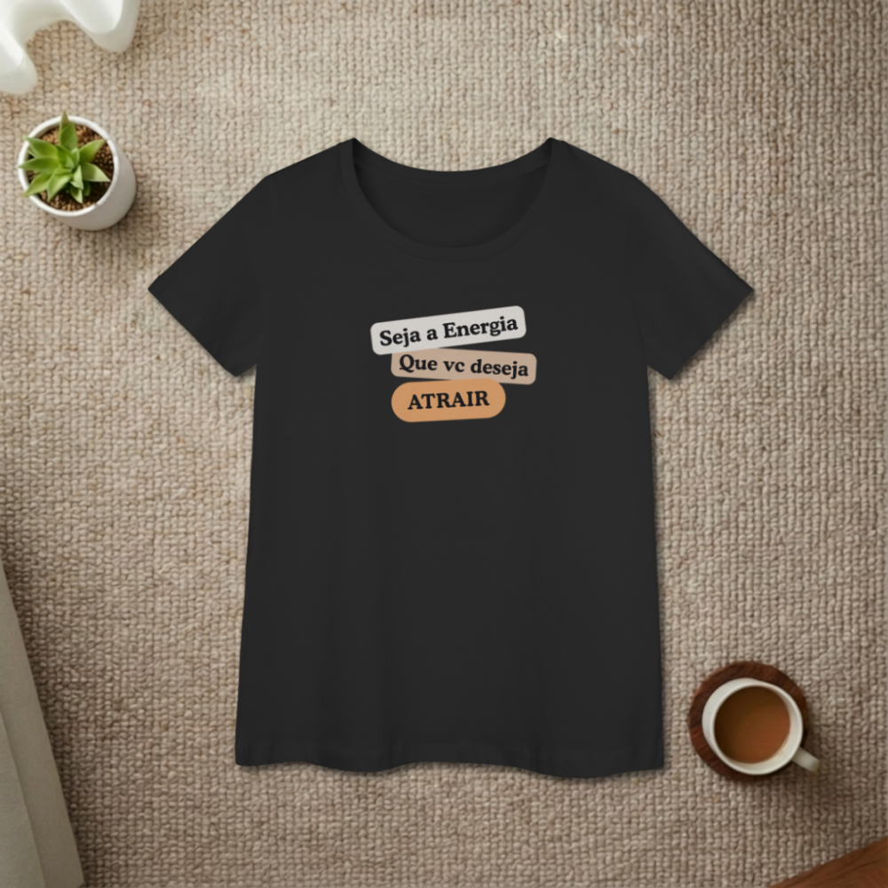 Nome do produto: Camiseta Baby Long “Seja Energia” – Coleção Frequência Positiva