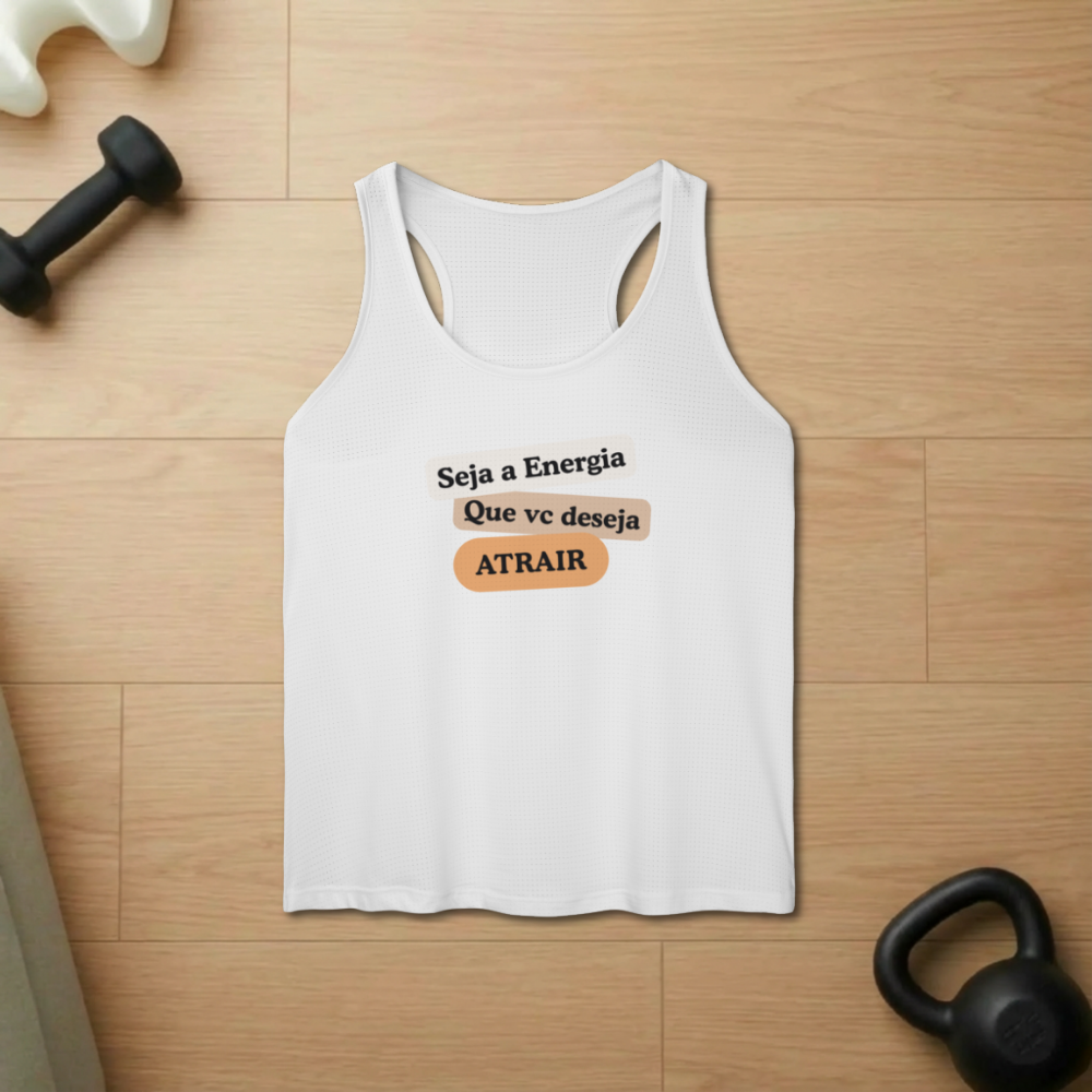 Nome do produto: Camiseta Regata Fem. Sport Dry UV “Seja Energia” – Coleção Frequência Positiva