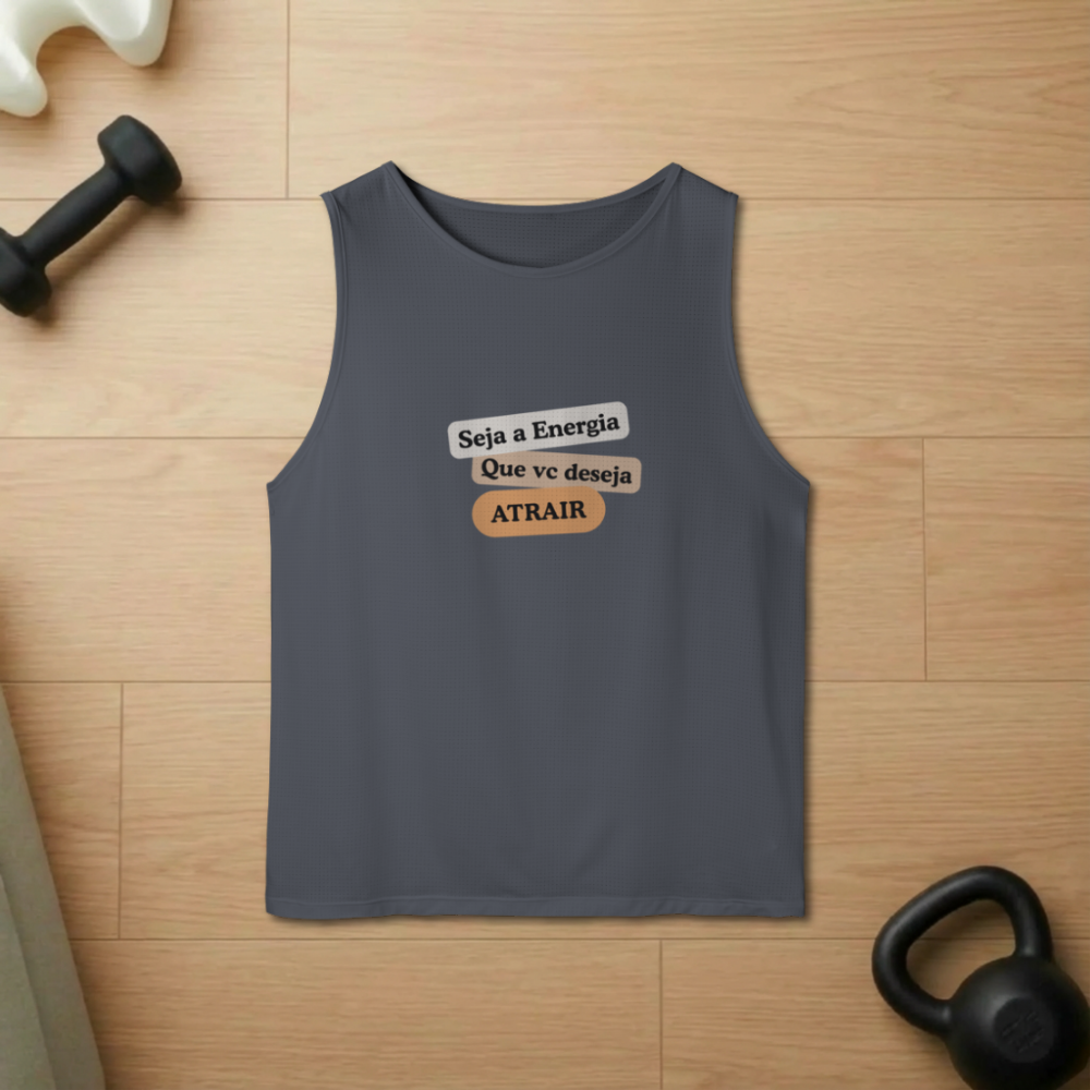 Nome do produto: Camiseta Regata Masc. Sport Dry UV “Seja Energia” – Coleção Frequência Positiva