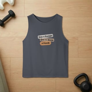 Camiseta Regata Masc. Sport Dry UV “Seja Energia” – Coleção Frequência Positiva