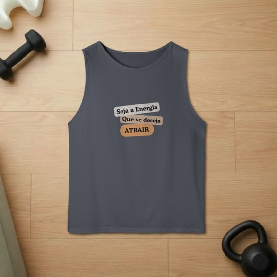 Camiseta Regata Masc. Sport Dry UV “Seja Energia” – Coleção Frequência Positiva