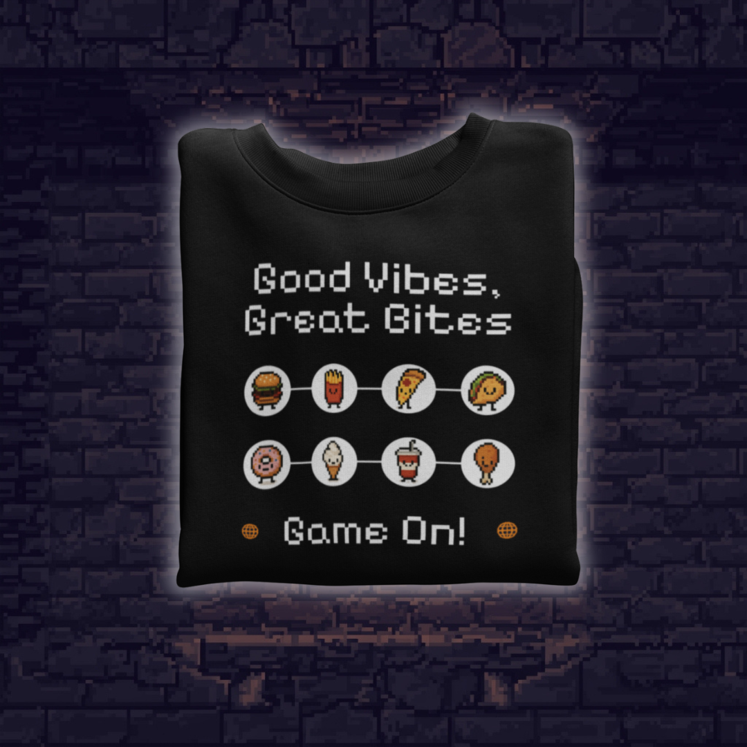 Nome do produto: • Camiseta Good vibes, great bites •