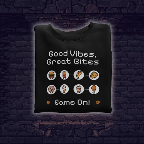 • Camiseta Good vibes, great bites •