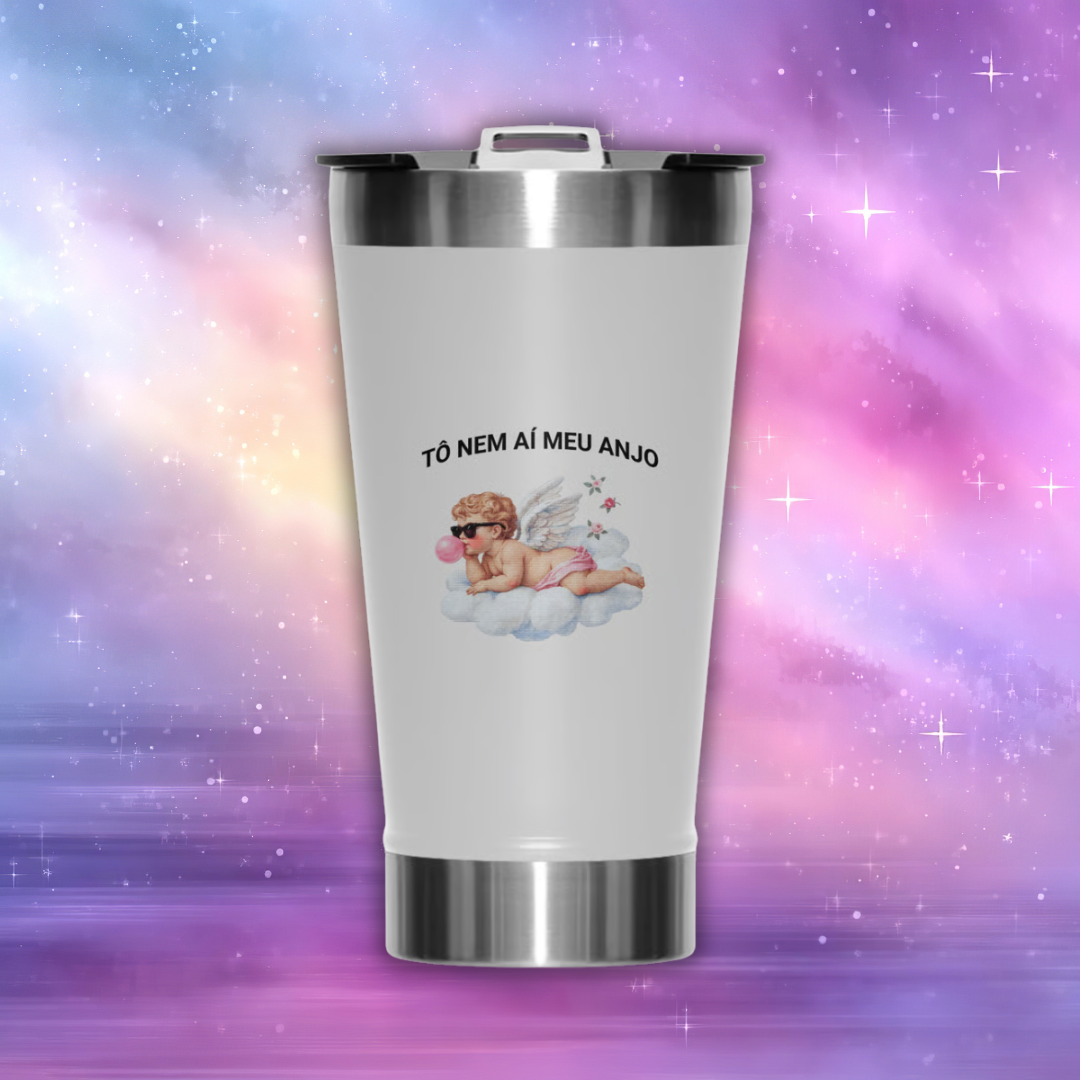 Nome do produto: • Copo térmico - Tô nem aí meu anjo • 