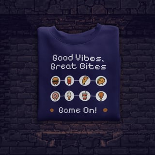 Nome do produto • Camiseta Good vibes, great bites •