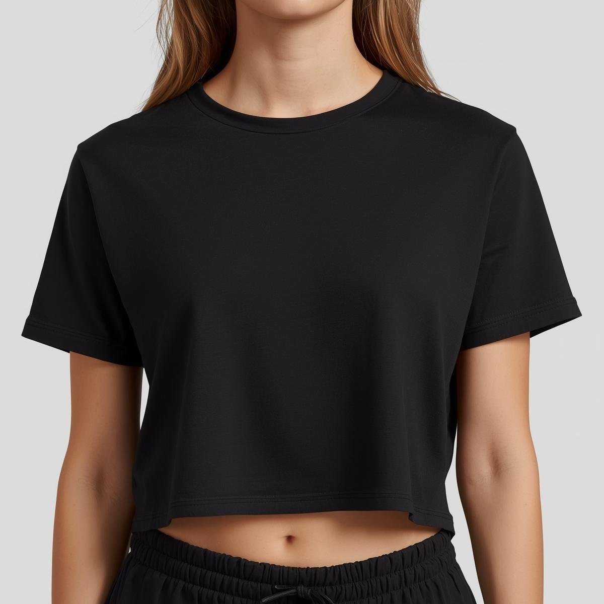 Nome do produto: Camisa Cropped Feminina Lisa 100% Algodão | Básica e Perfeita para Customizar