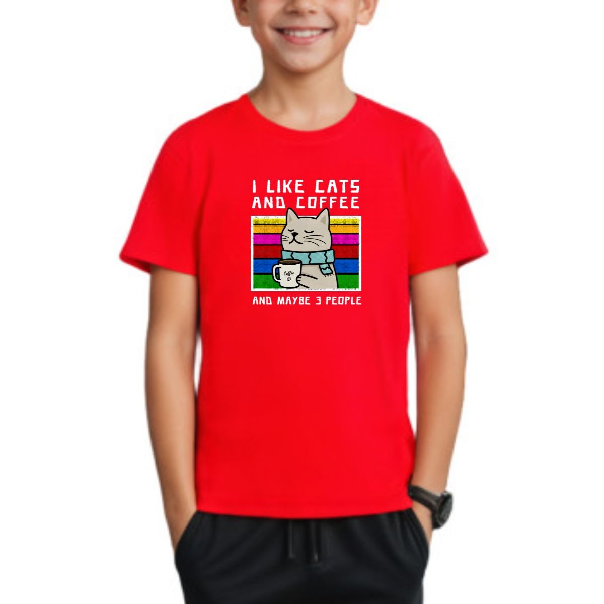 Nome do produto: Camiseta Infantil Gato e Café (2 á 8 anos)