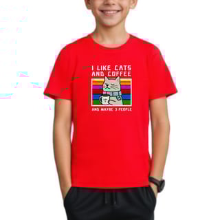 Camiseta Infantil Gato e Café (2 á 8 anos)
