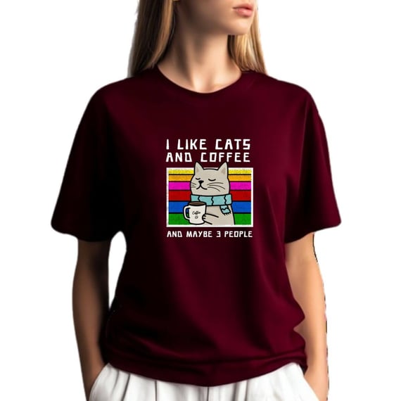 Camiseta Vinho Gato Café - Humor Sarcasmo Algodão
